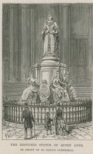 La statue restaurée de la reine Anne - English School