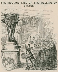 La montée et la chute de la statue de Wellington; caricature - English School