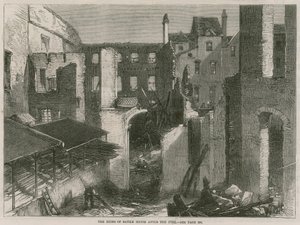 Les ruines de Savile House, Leicester Square, Londres, après l