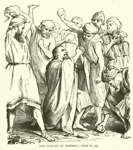 La lapidation de Saint Étienne, Actes, vii, 59 (gravure) - English School