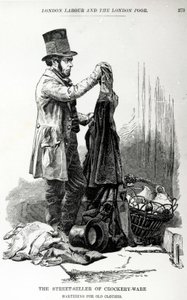 Le vendeur de vaisselle échangeant des vêtements usagés, vers 1840 - English School