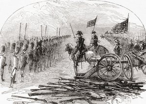 La reddition du général Burgoyne après la deuxième bataille de Saratoga - English School