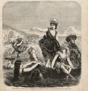Les sirènes de la mer, croquis des jolies baigneuses sur la côte française à Trouville - English School