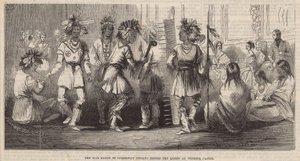 La danse de guerre des Indiens Ojibbeway devant la reine au château de Windsor