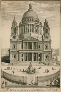 La perspective ouest de la cathédrale Saint-Paul, Londres - English School