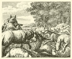 Les loups et les brebis (gravure) - English School