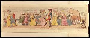 Les femmes des Halles emmenant Louis XVI (1754-93) de Versailles, publié par S.W. Fores, 1789 - English School