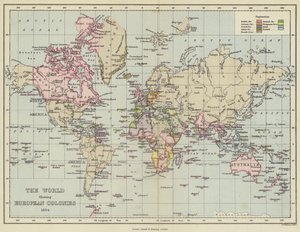Le monde montrant les colonies européennes - English School