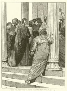 Alors les Juifs prirent encore des pierres pour le lapider, Saint Jean, x, 31 - English School