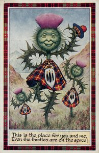 Les chardons dansent pour être en Ecosse (lithographie couleur) - English School