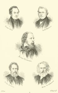 Thomas Hood, Lord Macaulay, Alfred Tennyson, Lord Lytton, Henry W Longfellow - English School