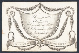 Thompson, tailleur et fabricant de vêtements pour dames, carte de visite - English School