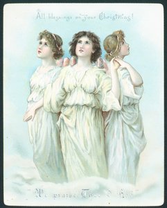 Trois anges, carte de Noël - English School