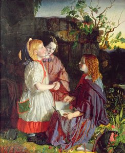 Trois jeunes filles dans un paysage, c.1860 - English School