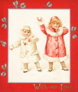 Lancer des boules de neige, Carte de Noël - English School