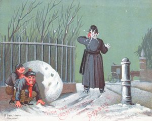 Lancer des boules de neige sur un policier, Carte de Noël - English School