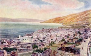 Tibériade et la mer de Galilée, Israël, c.1910 (lithographie en couleur)
