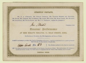 Billet pour la performance dramatique amateur de Charles Dickens, 1845 - English School