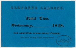 Billet pour le jardin de Cremorne, Londres, 1848 - English School