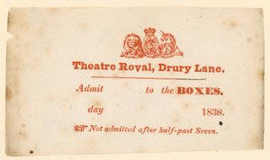 Billet pour le Théâtre de Drury Lane, Londres - English School