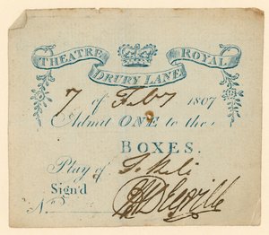 Billet pour le Théâtre de Drury Lane, Londres - English School