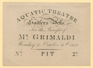 Ticket pour le théâtre aquatique, au bénéfice de M. Grimaldi, 11 octobre 1813 - English School
