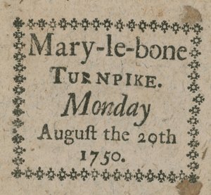 Billet pour le péage de Mary-le-Bone - English School