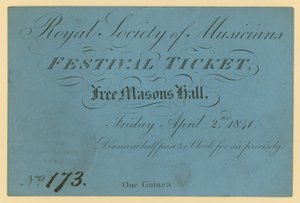 Billet pour le Festival de la Royal Society of Musicians, Free Masons Hall - English School