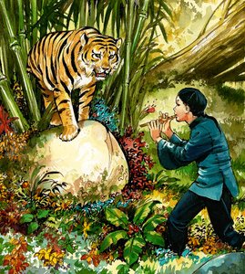 Tigre joué à la flûte
