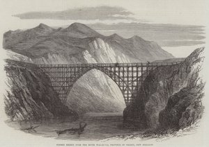 Pont en bois sur la rivière Wai-Au-Ua, province de Nelson, Nouvelle-Zélande