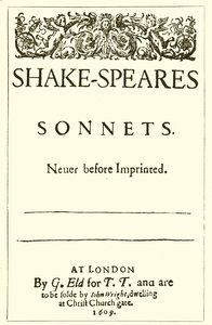 Page de titre des Sonnets de Shakespeare, 1609 - English School
