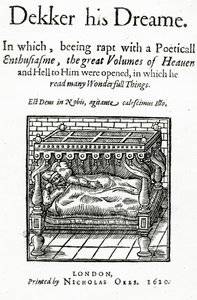 Page de titre pour Dekker his Dreame par Thomas Dekker, publiée en 1620 - English School