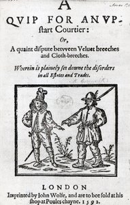 Page de titre de A Quip for an Upstart Courtier par Robert Greene, 1592 - English School