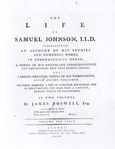 Page de titre, de La Vie de Samuel Johnson par James Boswell (1740-1795) - English School