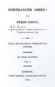 Page de titre de Northanger Abbey et Persuasion par Jane Austen, première édition, 1818 - English School