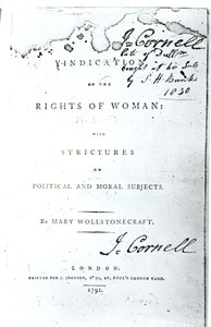 Page de titre de Vindication of the Rights of Woman par Mary Wollstonecraft, publié en 1792 - English School