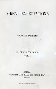Page de titre de Great Expectations de Charles Dickens, première édition, 1861 - English School