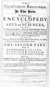 Page de titre de The Gentlemans Recreation publié par Richard Blome, 1686 - English School