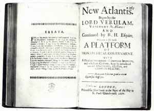 Pages de titre de New Atlantis de Francis Bacon, édition publiée en 1660