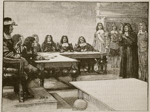 Titus Oates devant le Conseil privé (illustration de Cassells Illustrated History of England) - English School