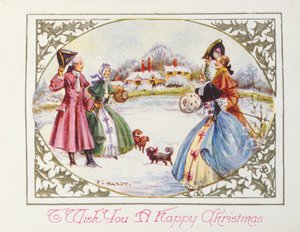 "Pour vous souhaiter un Joyeux Noël", carte victorienne - English School