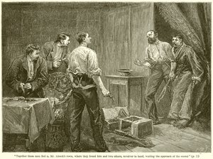 Ensemble, ces hommes ont fui vers la chambre de M. Alcock... - English School