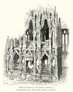 Tombeau du roi Edouard II, cathédrale de Gloucester (gravure) - English School