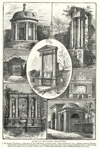 Tombes dans le cimetière de Greyfriars (gravure) - English School