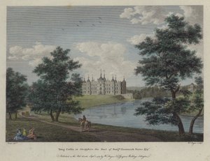 Tong Castle, Shropshire, la résidence de Benjamin Channock Payne (gravure en couleur) - English School