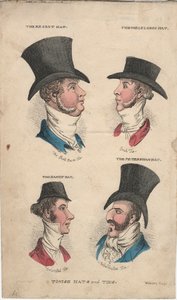 Chapeaux et cravates élégants, vers 1815-20 - English School