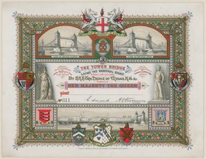 Pont de la Tour, Londres, Invitation à la pose de la pierre commémorative, 21 juin 1886