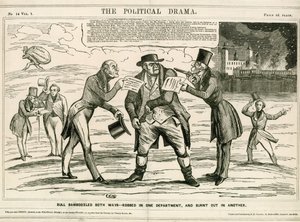 Incendie de la tour de Londres, 1841. Dessin humoristique - English School