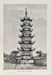 Tour de Long Hua, Shanghai, illustration de La Géographie Universelle, la Terre et ses habitants, publiée en 1878
