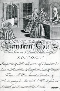 Carte de visite, Benjamin Cole, commerçant londonien (gravure) - English School